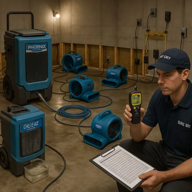 Structural Drying and Dehumidification process in Perris, CA
